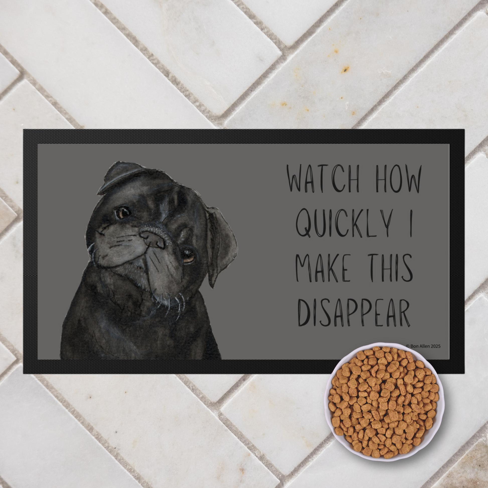 Pug Pet Bowl Mat