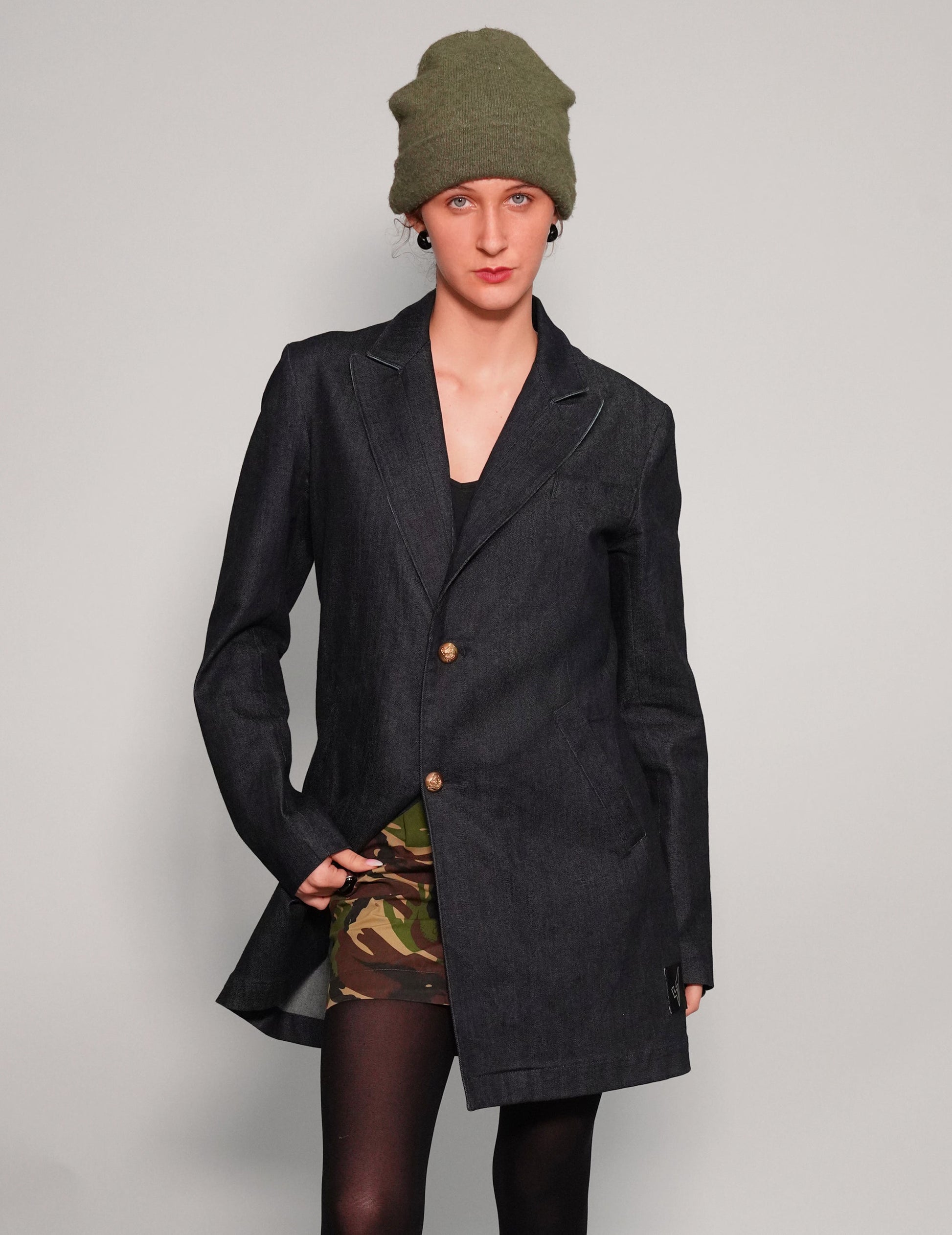 Vintage Denim Frock Coat in Regency Style