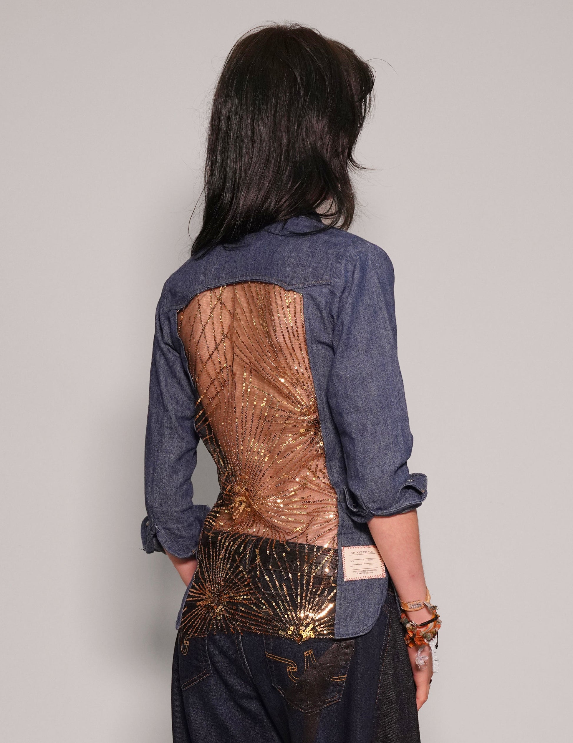 Party Back Shirt Slim Fit Gold Star Sequin