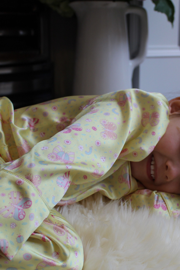 Lemonade Butterfly Silk Pyjama Set for Girls