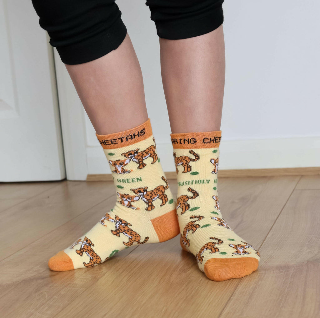 Organic Cotton Kids Socks with Playful Cheetah Design