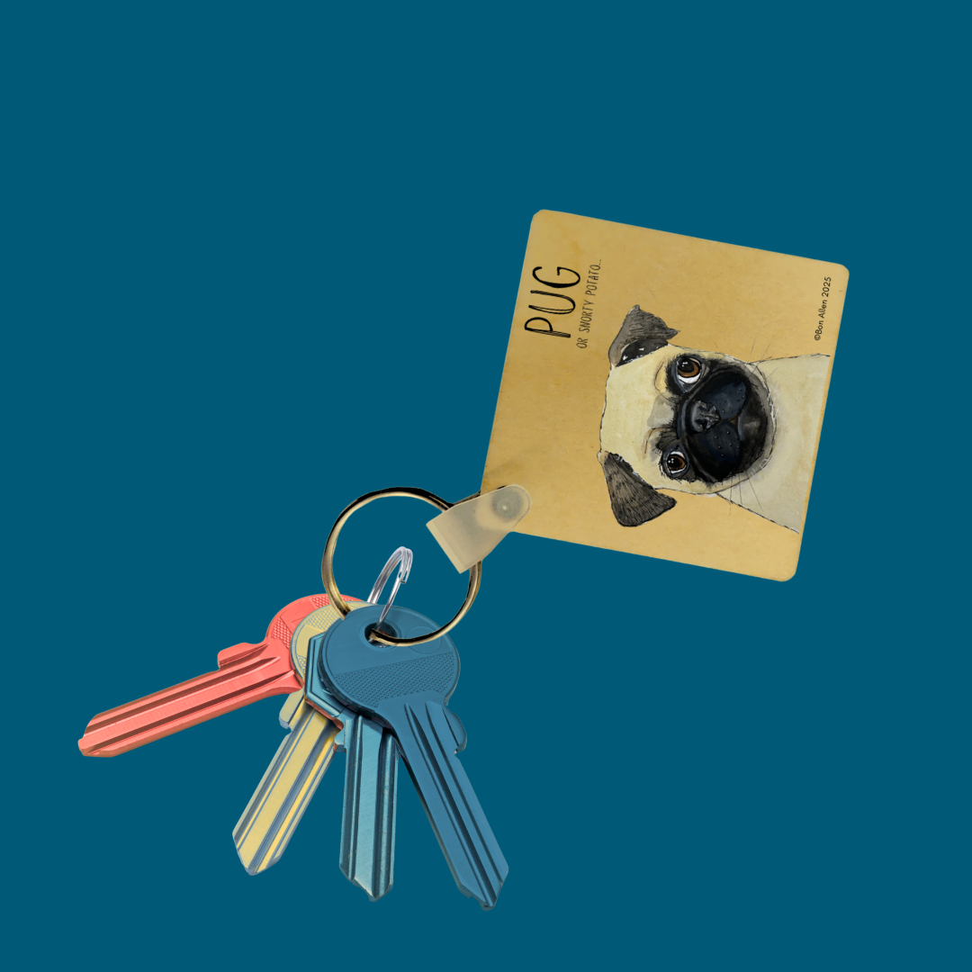 Pug Wooden Keyring Your Pocket Sidekick