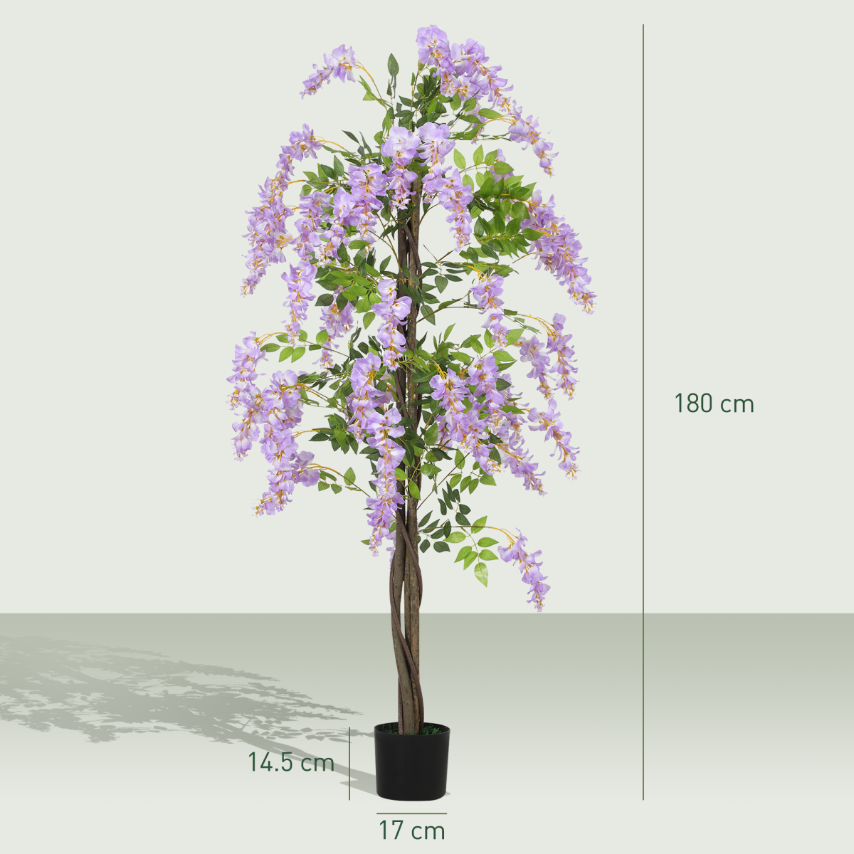 Artificial Wisteria Flower Plant 180cm Purple with 756 Leaves