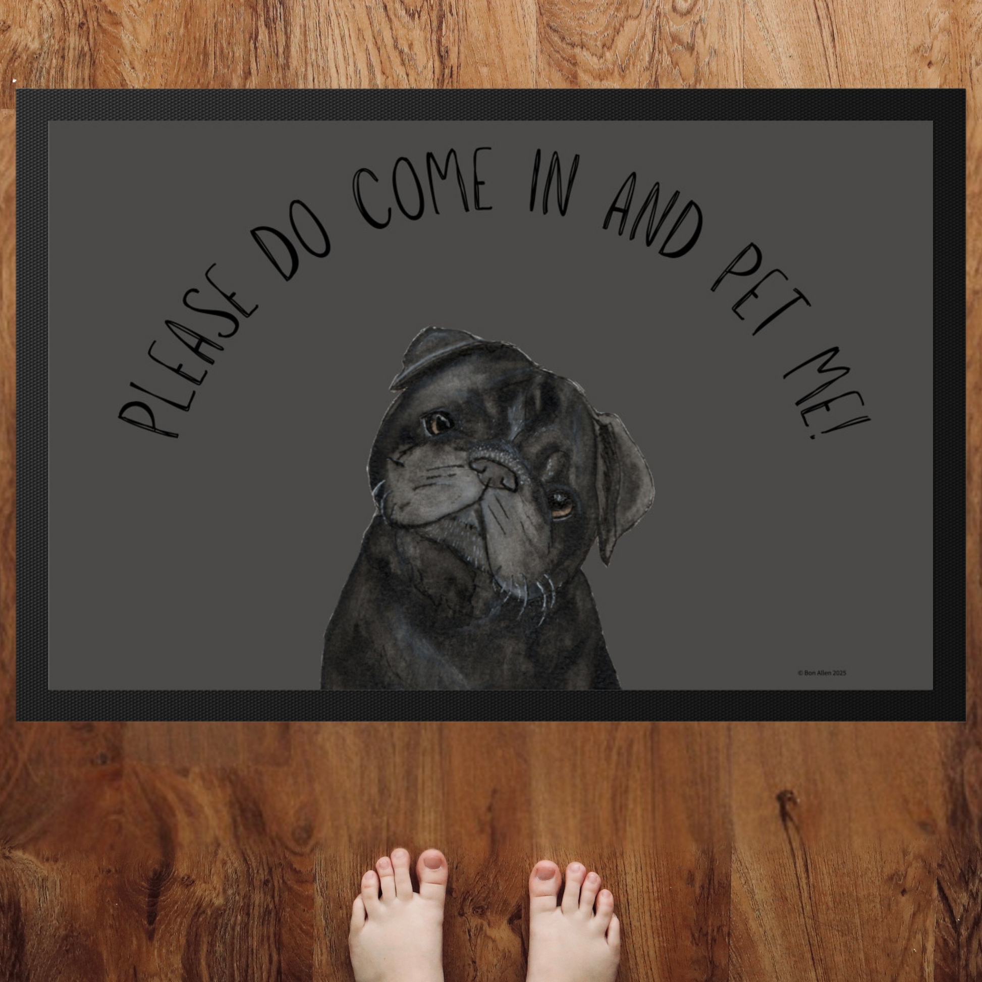 Please Do Come In and Pet Me Pug Door Mat