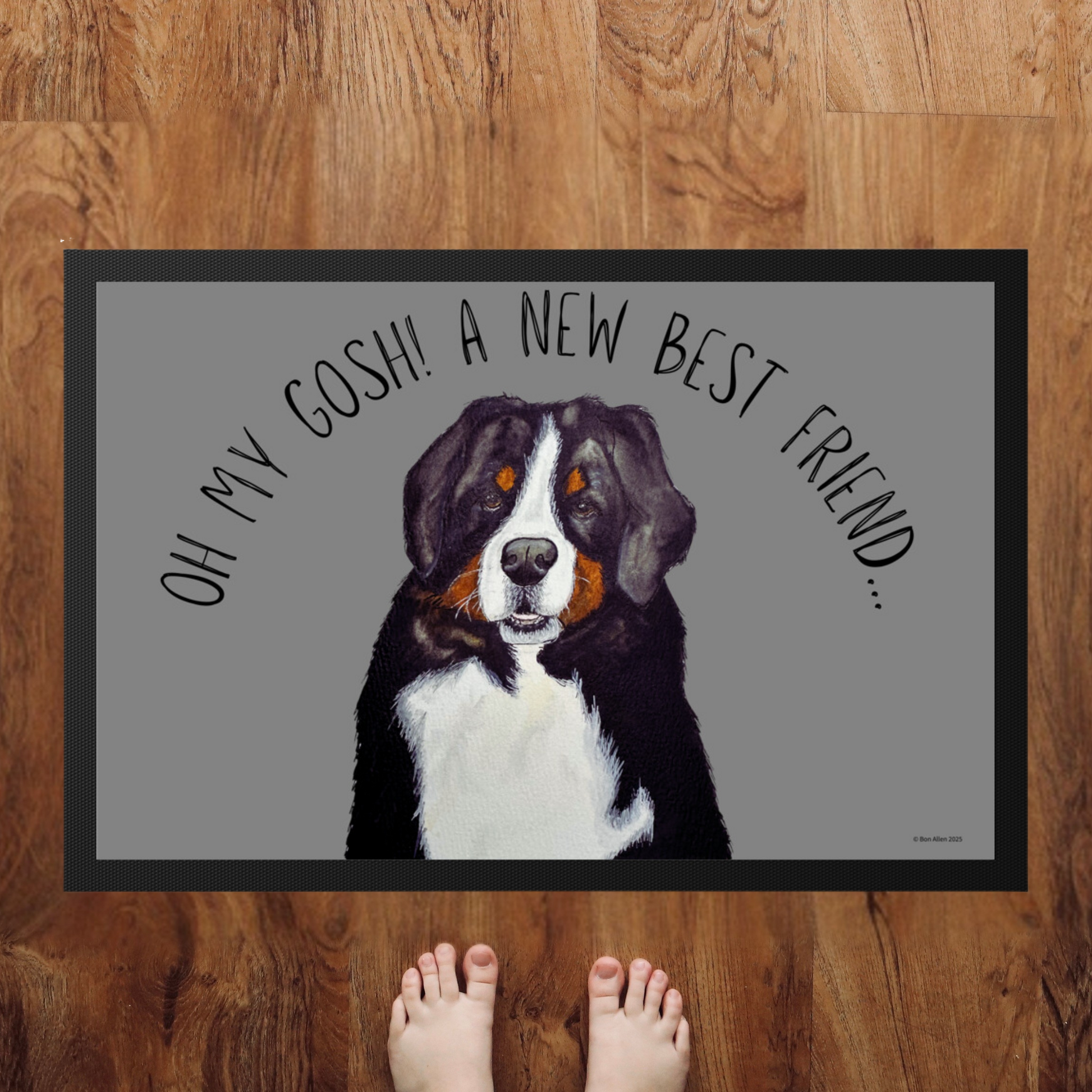 Bernese Mountain Dog Doormat Welcome Friend