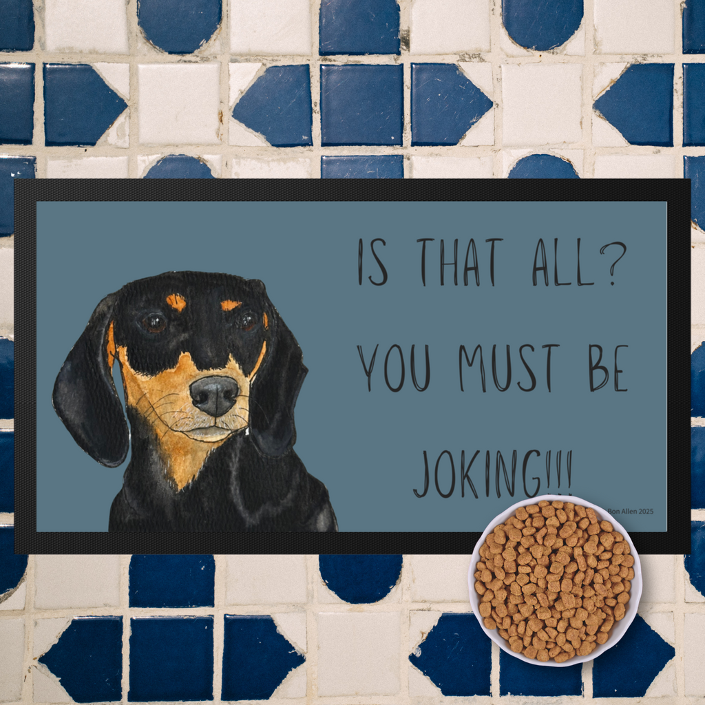 Black and Tan Dachshund Dining Drama Pet Bowl Mat