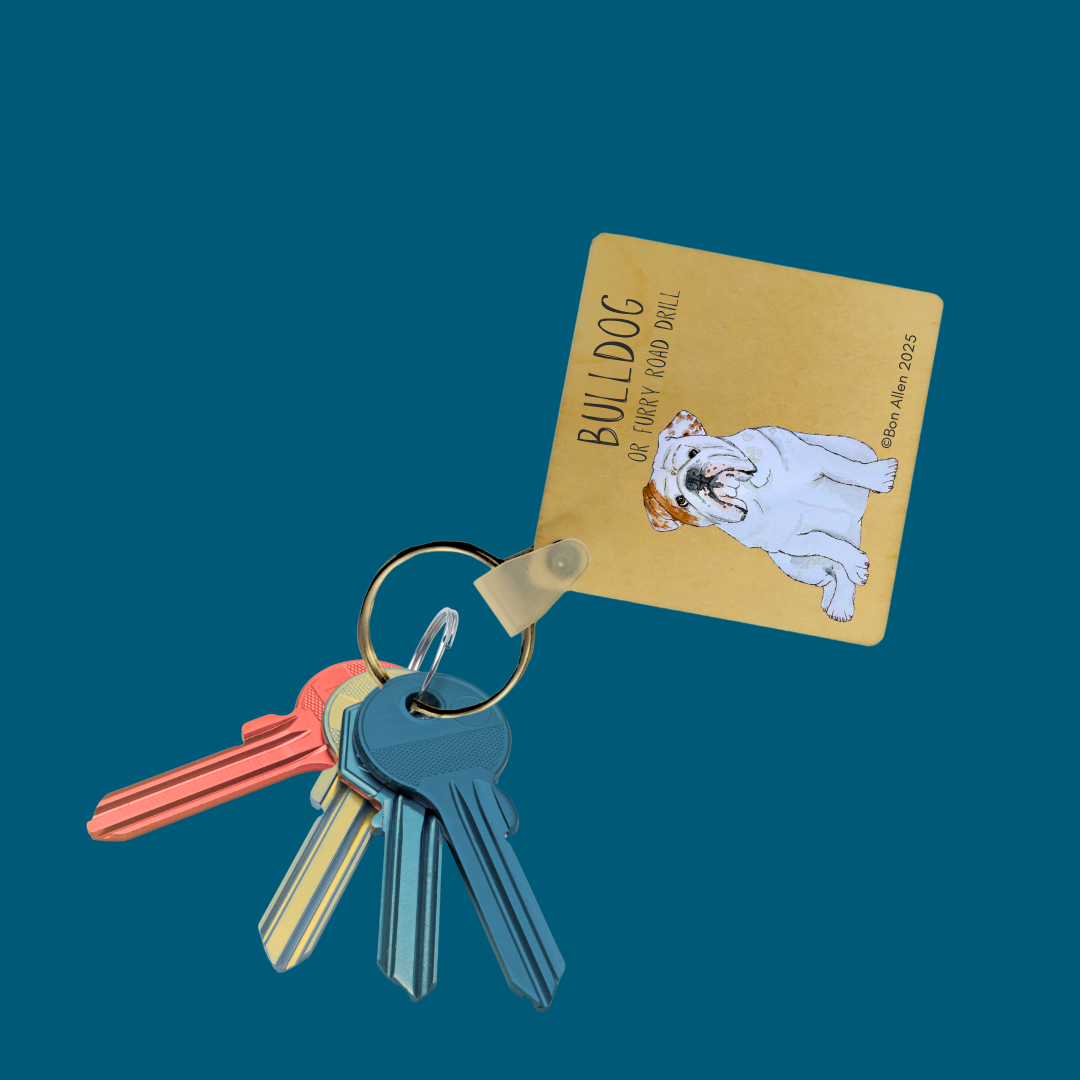Bulldog Key Keeper Wooden Keyring