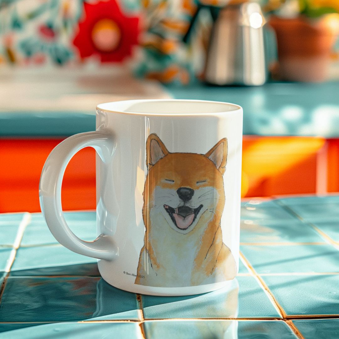 Shiba Inu Ceramic Coffee Mug with Witty Surveillance Slogan