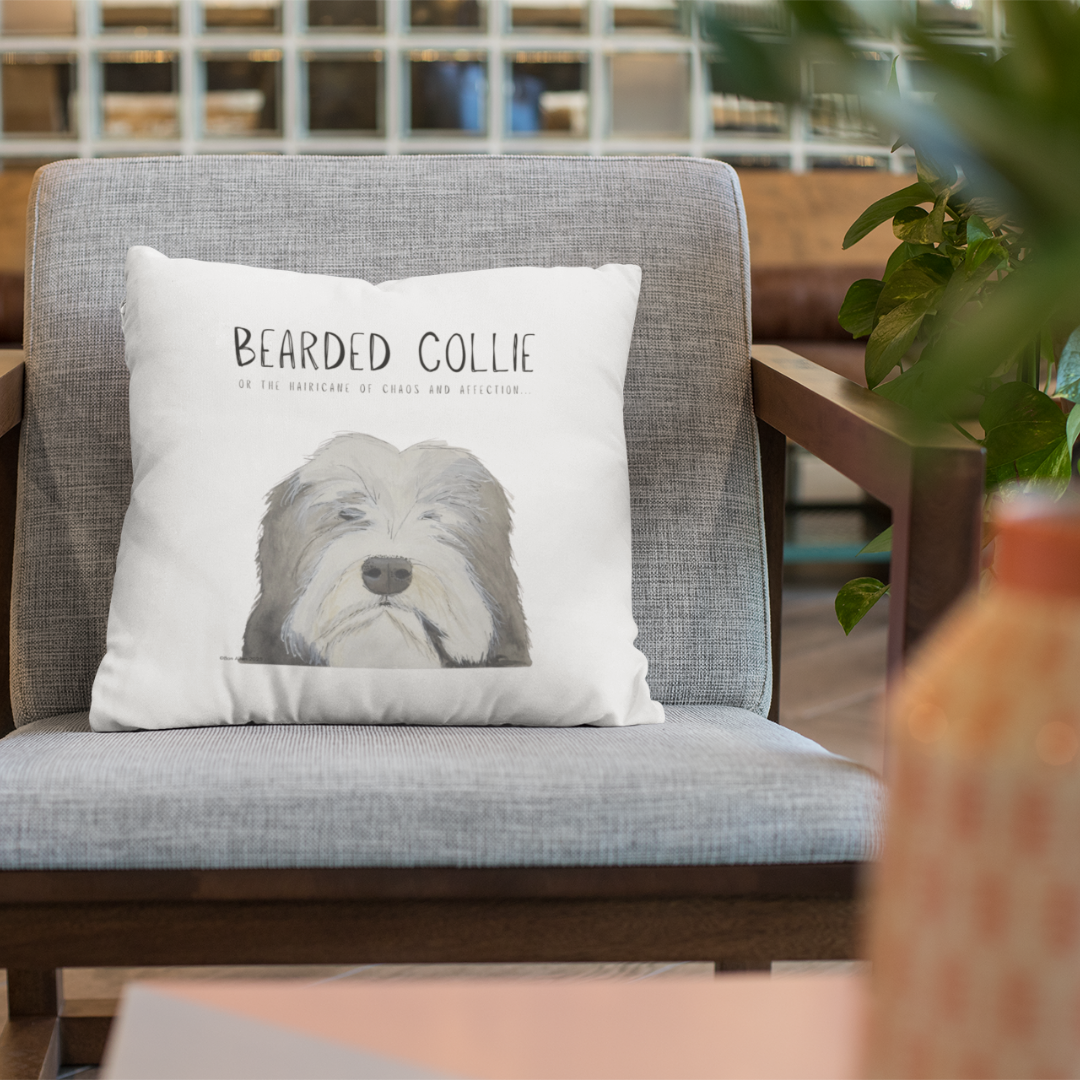 Bearded Collie Cushion Cover Chaos and Cuddles