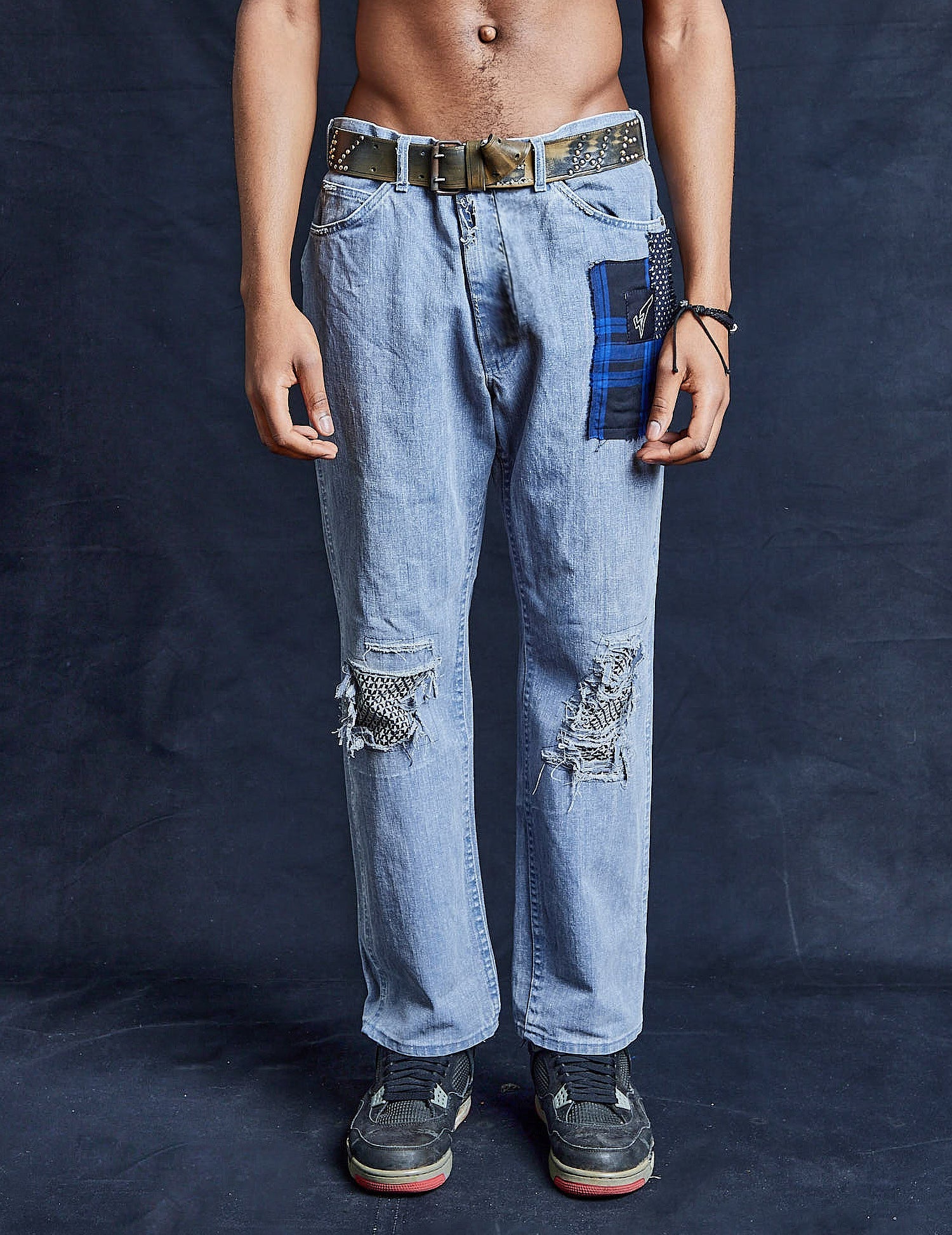 Distressed Knee Shibori Jeans