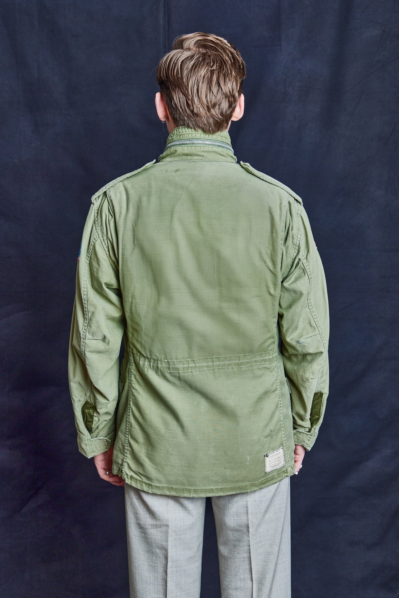 Vintage Military Field Coat with Authentic Patches