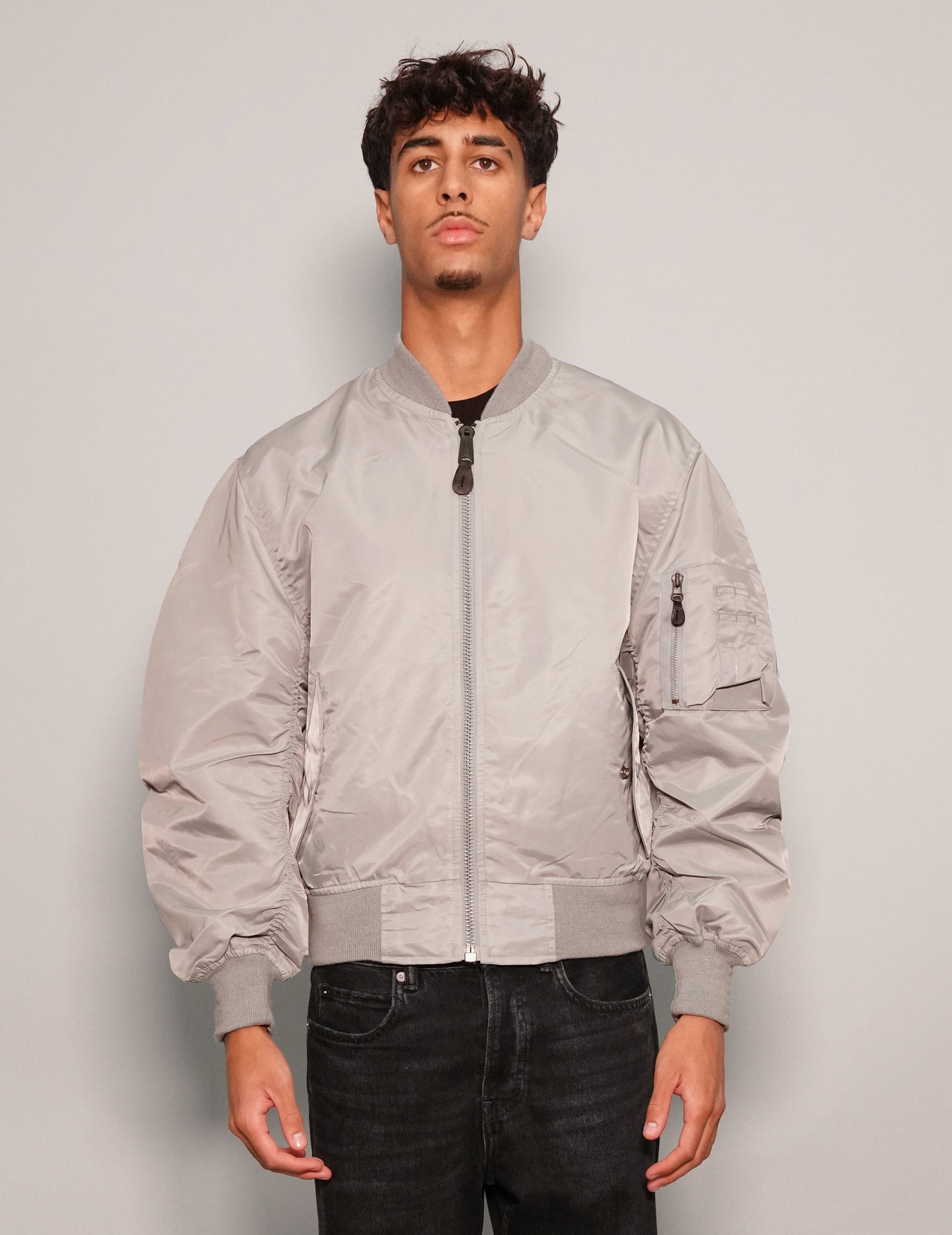 Grey Lightweight Bomber Jacket