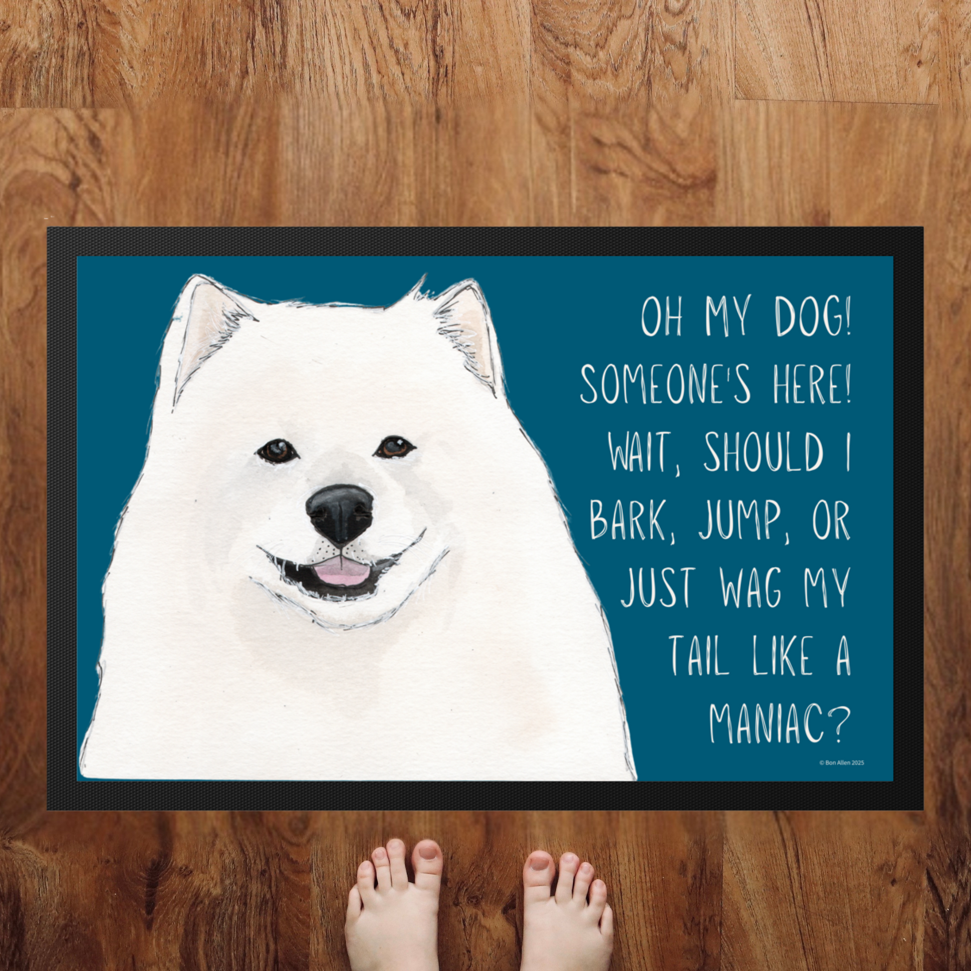 Samoyed Door Mat A Welcoming Tail Wagging Barking Jumping Delight