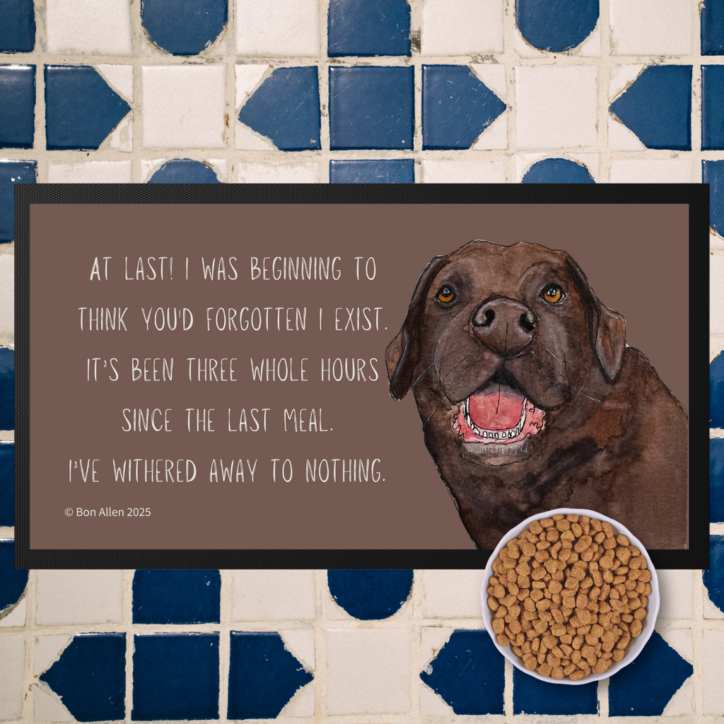 Chocolate Labrador Starving Since Breakfast Pet Bowl Mat