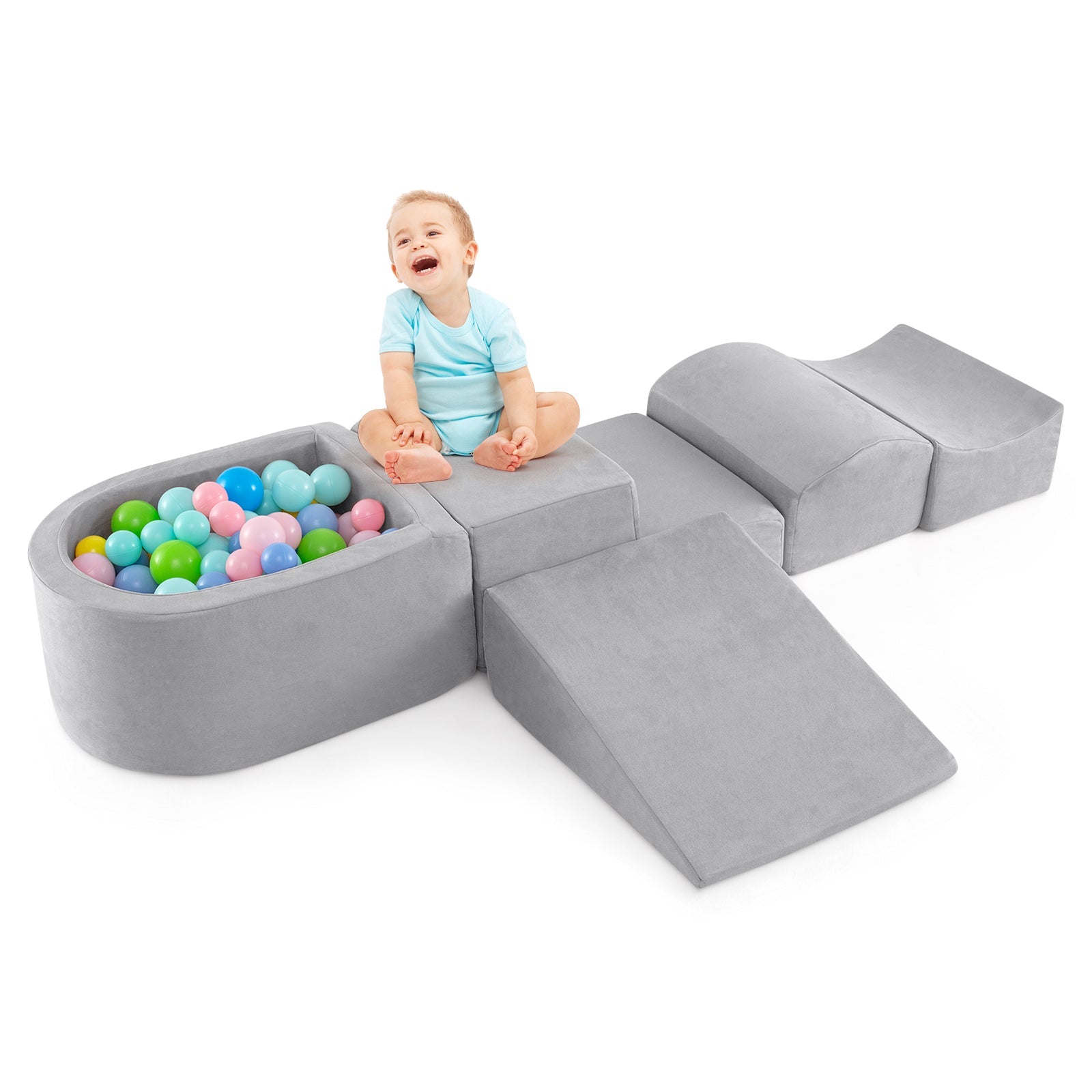 5 Piece Soft Climb and Crawl Playset with Ball Pit