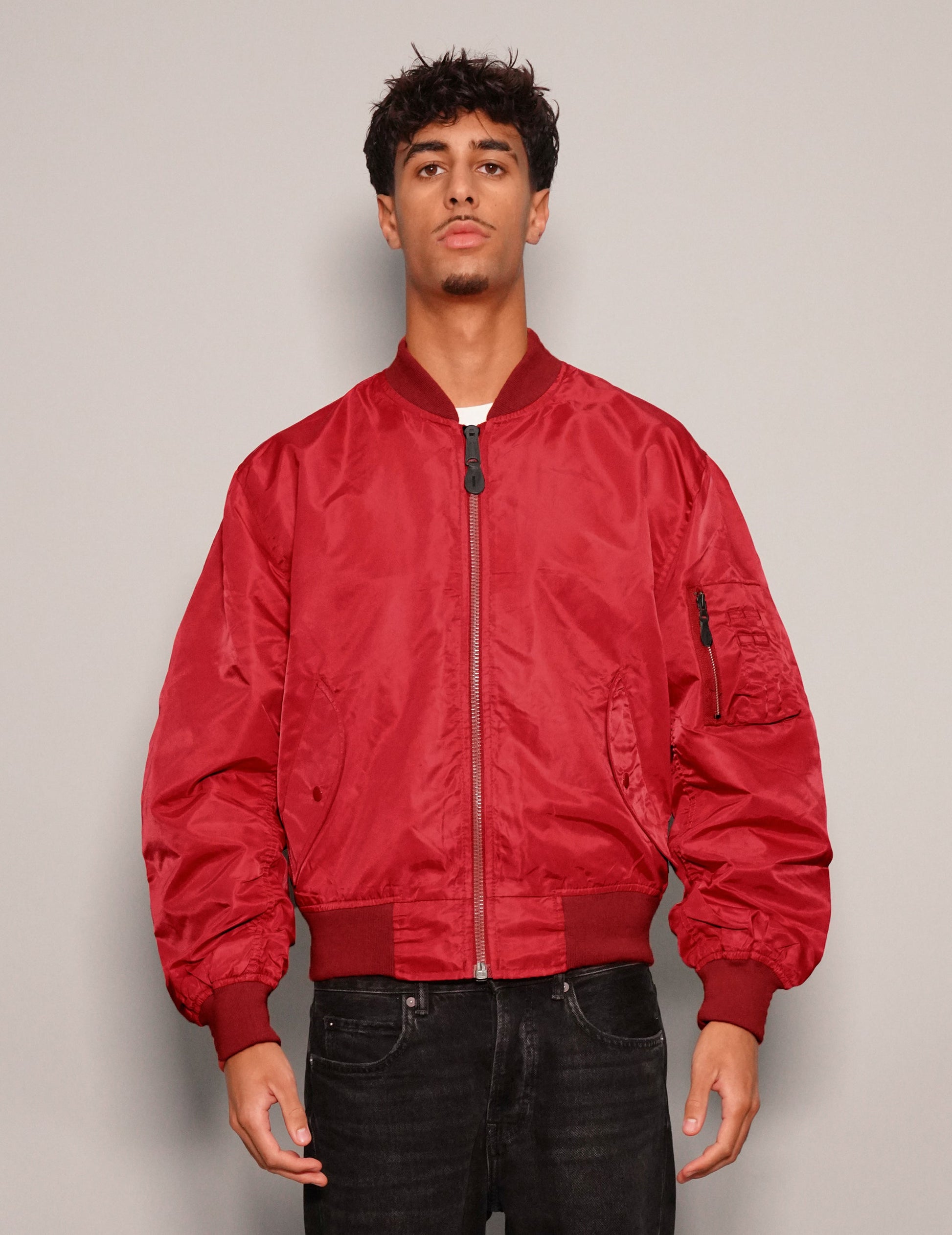 Red Lightweight Bomber Jacket Vintage