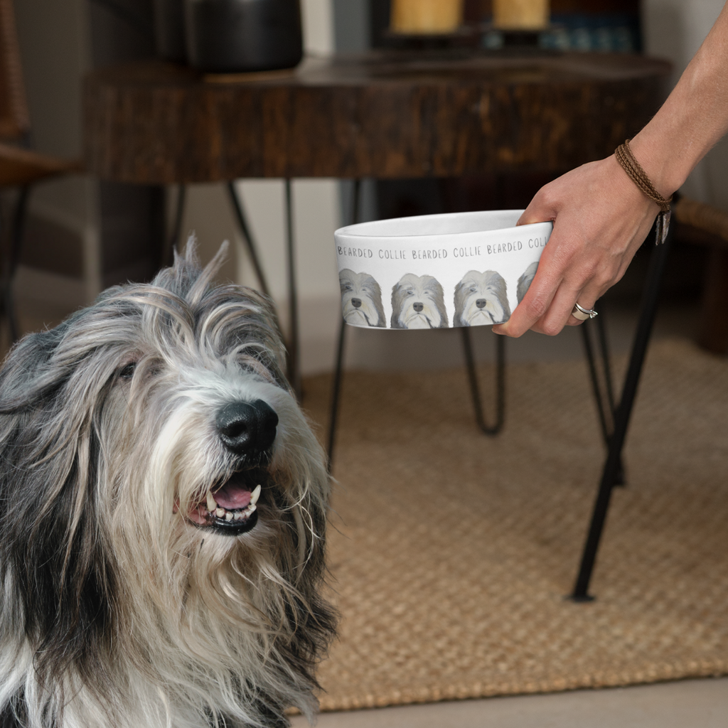 Handcrafted Ceramic Bowl for Bearded Collies