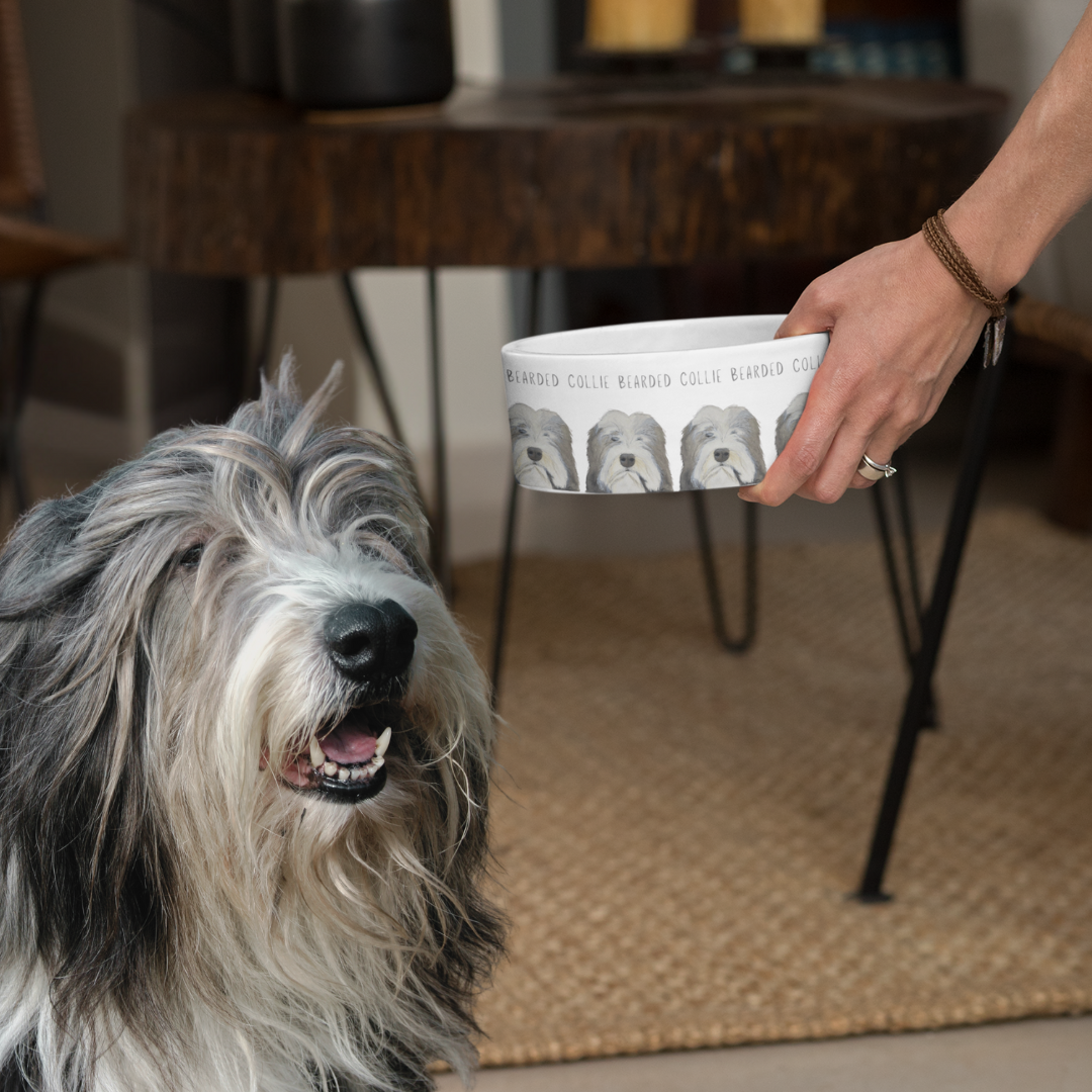 Handcrafted Ceramic Bowl for Bearded Collies