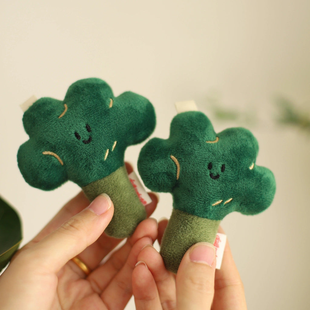 Broccoli Plush Bag Charm in White