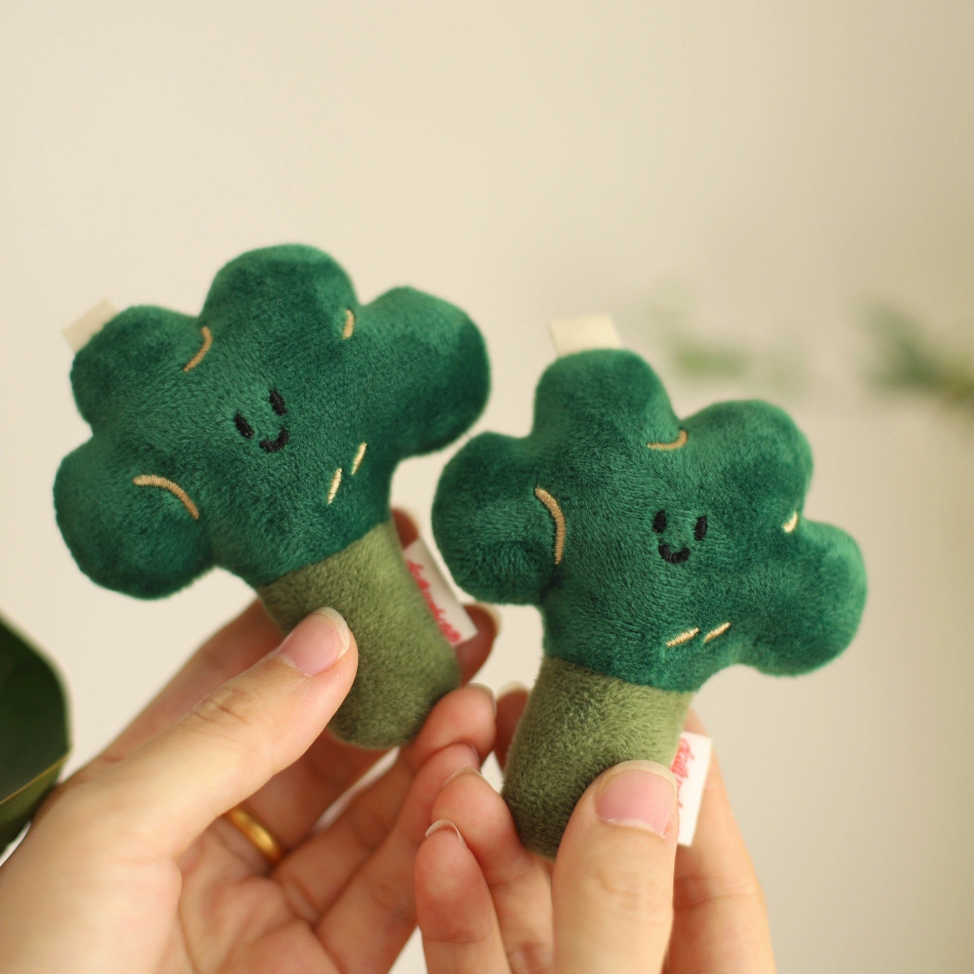 Broccoli Plush Bag Charm in White