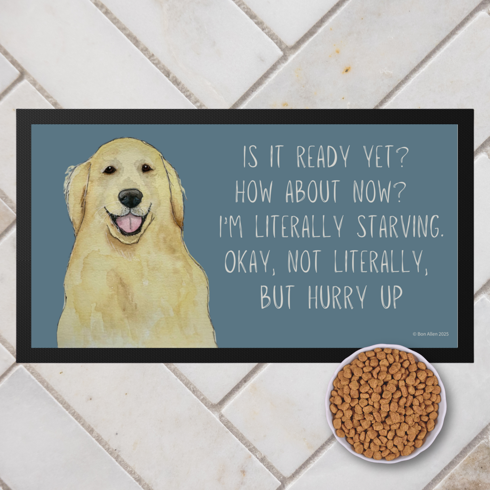 Golden Retriever Feast Mat Hurry Up Hooman