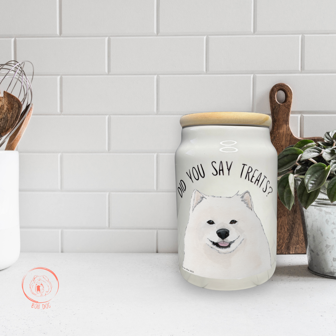 Handmade Ceramic Treat Jar for Samoyeds