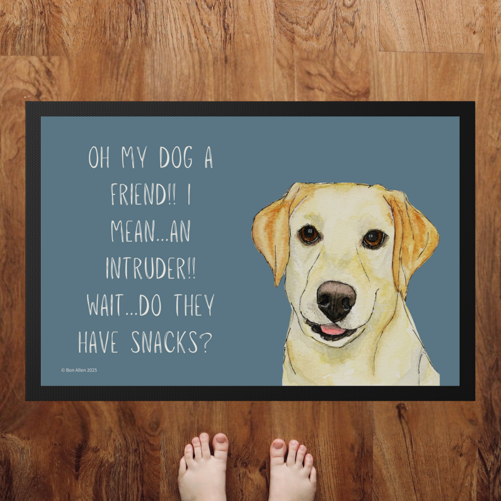 Yellow Labrador Welcome Mat Friend or Intruder or Snack Delivery