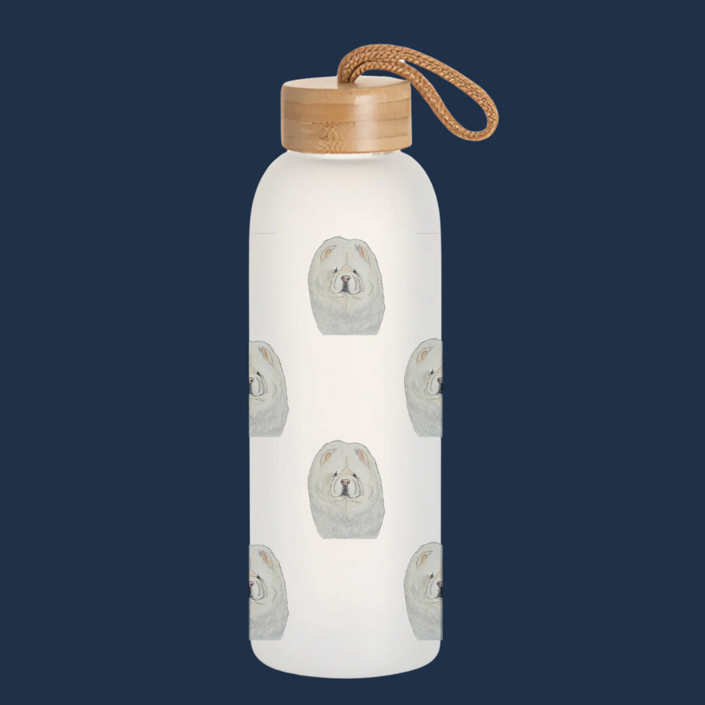 Frosted Glass Water Bottle with Bamboo Lid 750ml
