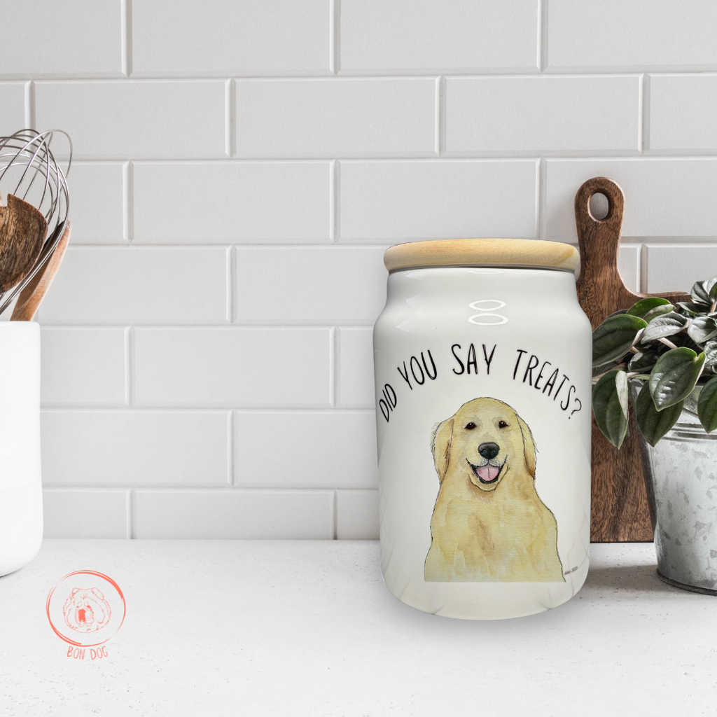 Golden Retriever Ceramic Treat Jar with Airtight Lid