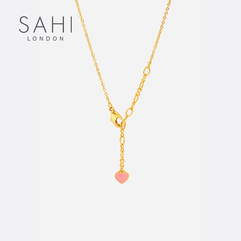 Gold Enameled Chain Cute Bear Pendant Necklace