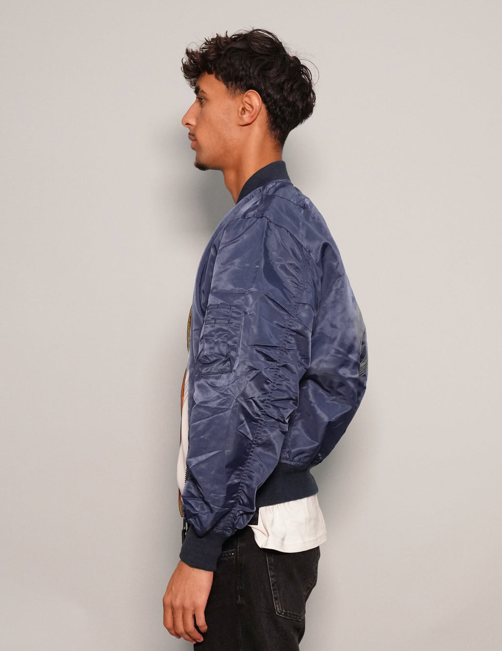Vintage Blue Bomber Jacket Lightweight