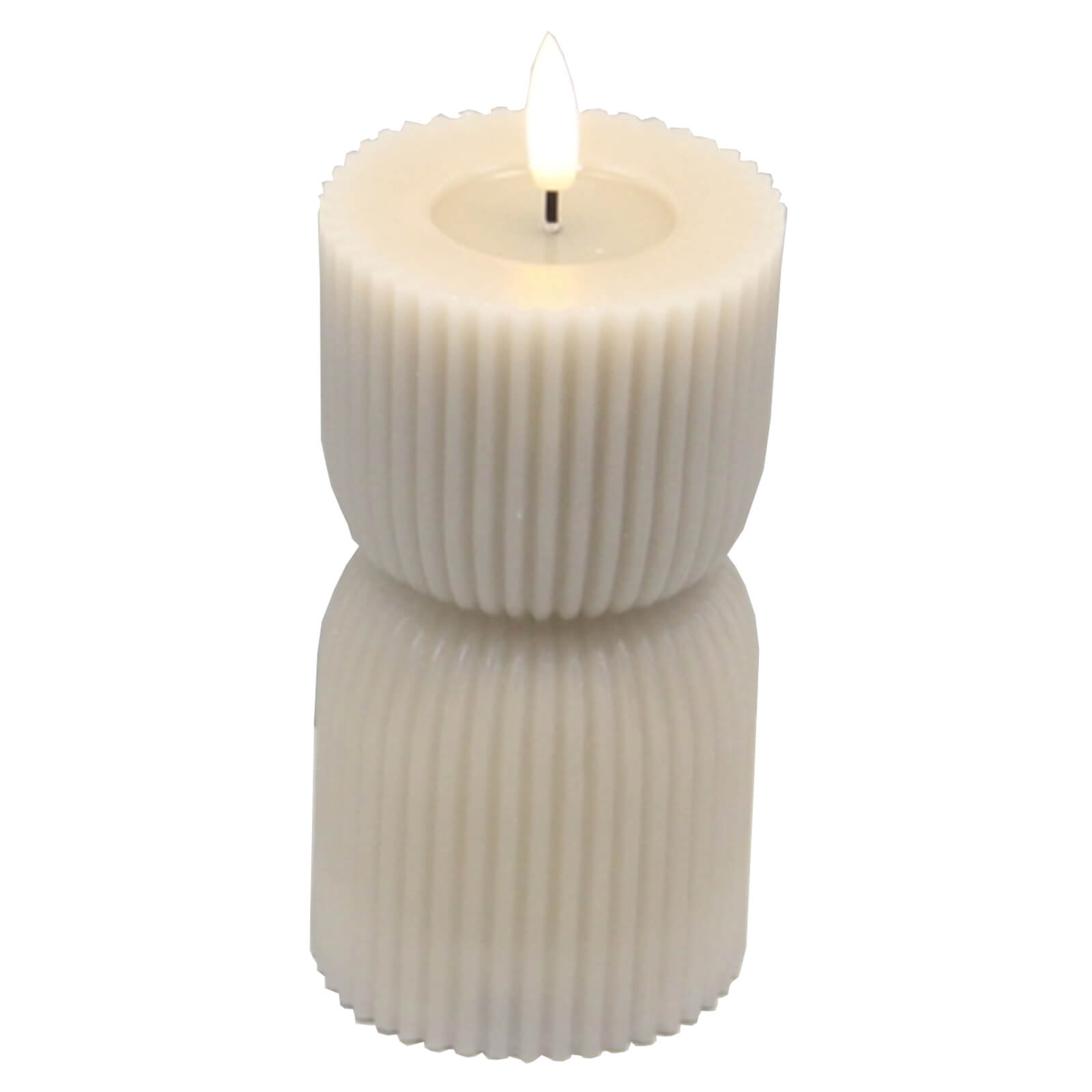 Hand-carved LED candle with natural stone texture, realistic flickering flame, 15cm height, warm ambient light for home decor by RoomLondon at brixbailey.com