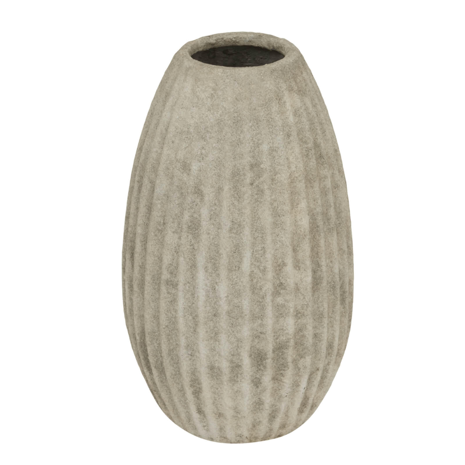 Handcrafted Catania ceramic vase in soft grey, 36cm tall with elegant fluid lines and lustrous finish for home decor. by Sostter at brixbailey.com