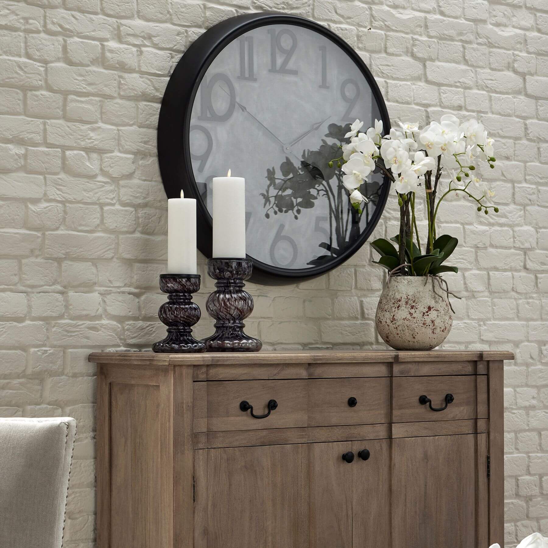 Handcrafted stone orchid planter with live orchid, 70cm tall, natural textures, elegant home decor centerpiece. by RoomLondon at brixbailey.com