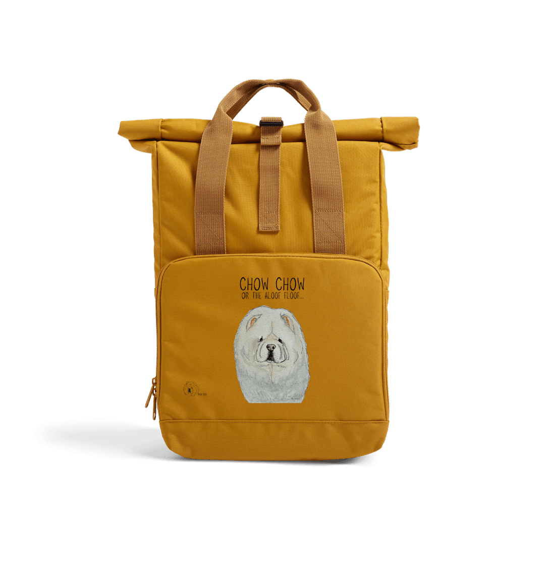 Cream Chow Chow Roll Top Backpack