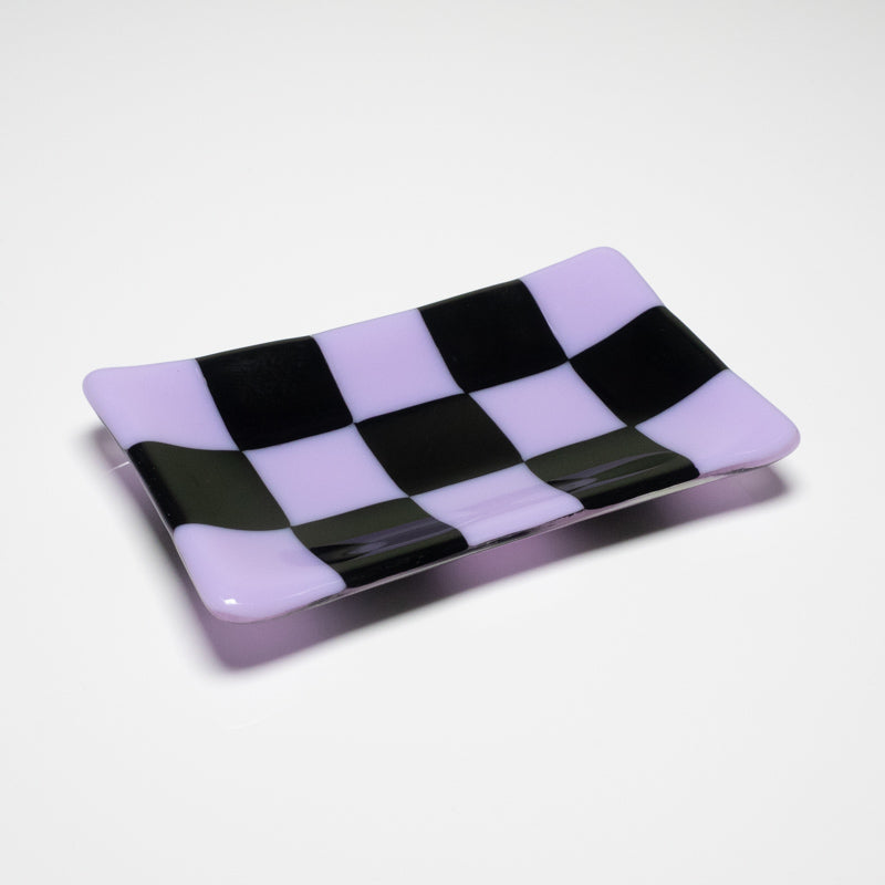 Chequered Dual Colour Medium Glass Tray 15cm