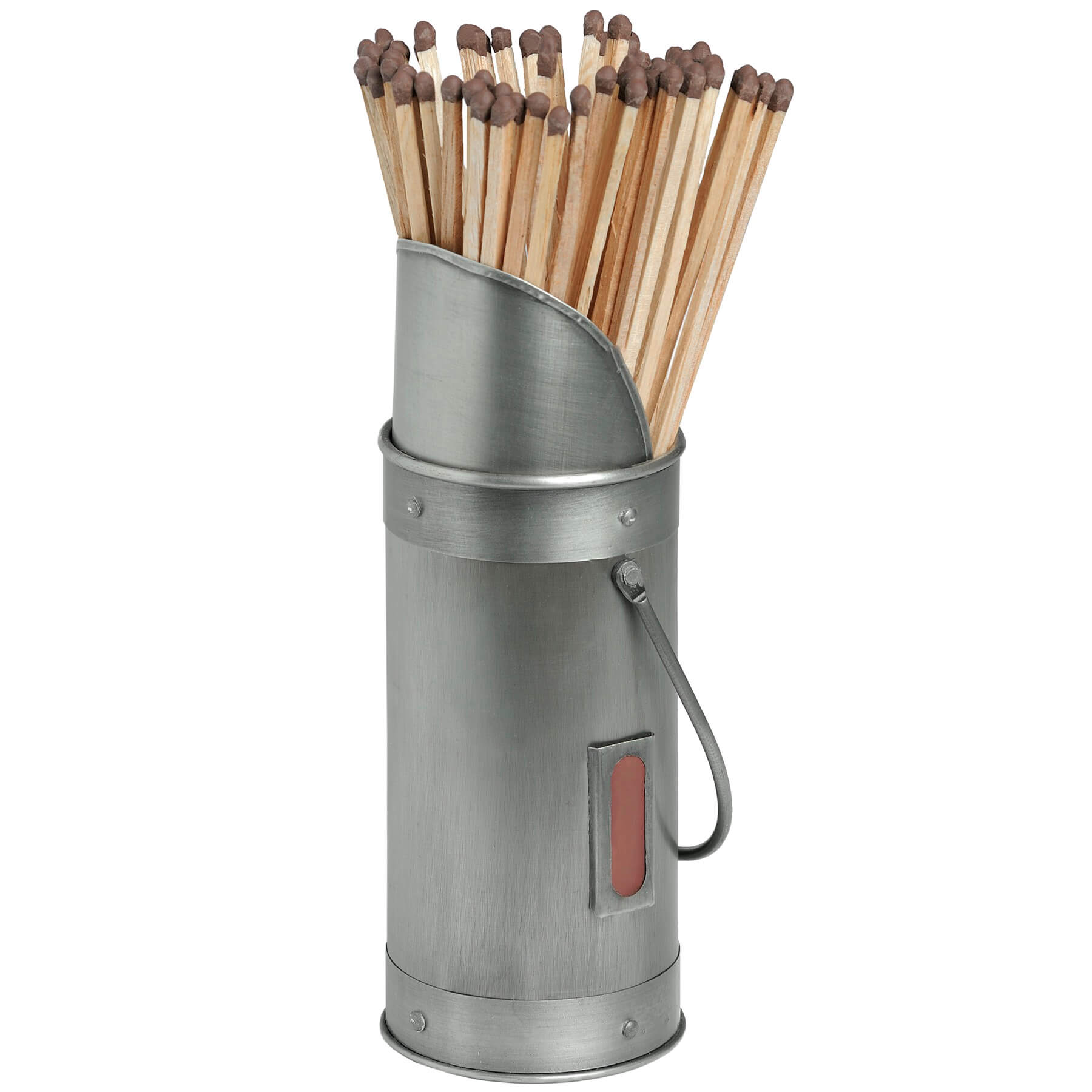 Antique pewter match holder with wood accents, classic silver finish, holds 60 matches, side striker for easy lighting. by RoomLondon at brixbailey.com