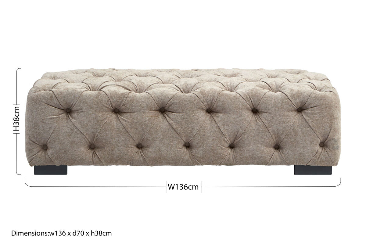 Natural Fabric Tufted Rectangular Footstool