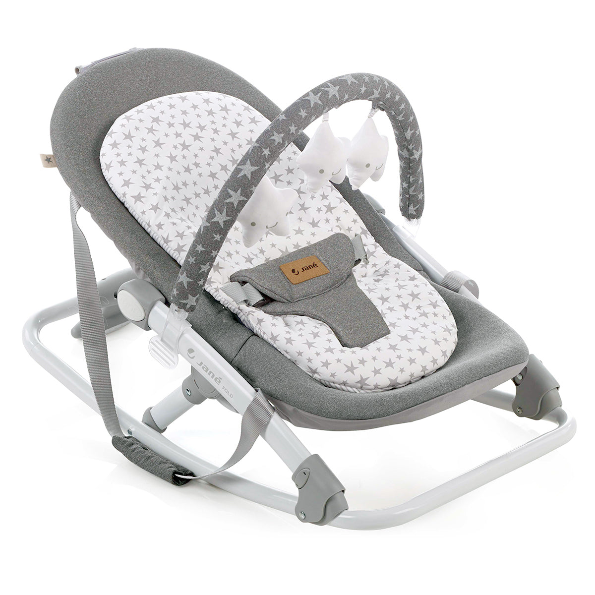 Fold Hammock Baby Rocker with Toy Arch and Reversible Newborn Cushion in Star