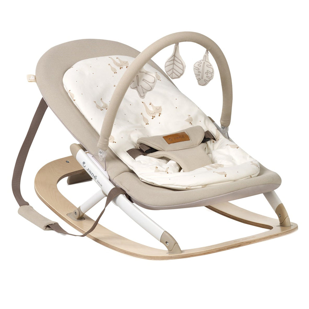 Wooden Baby Hammock Natural Birch Rocker with Padded Insert Desert