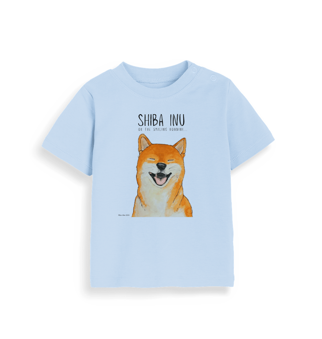 Tiny Tornado in Training Baby Tee with Smiling Shiba Inu