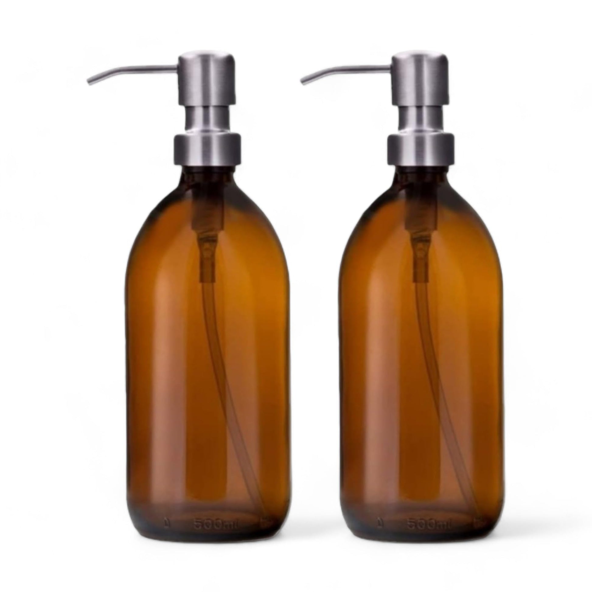 Amber Glass Soap Dispenser 500ml with Stainless Steel Pump