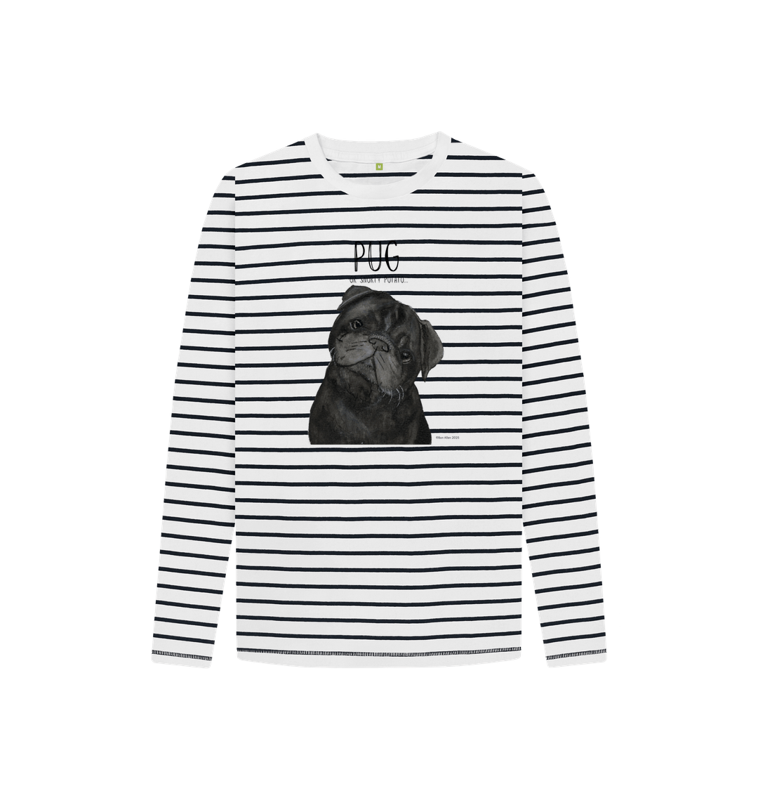 Pug Life Breton Striped Long Sleeve Tee for Kids