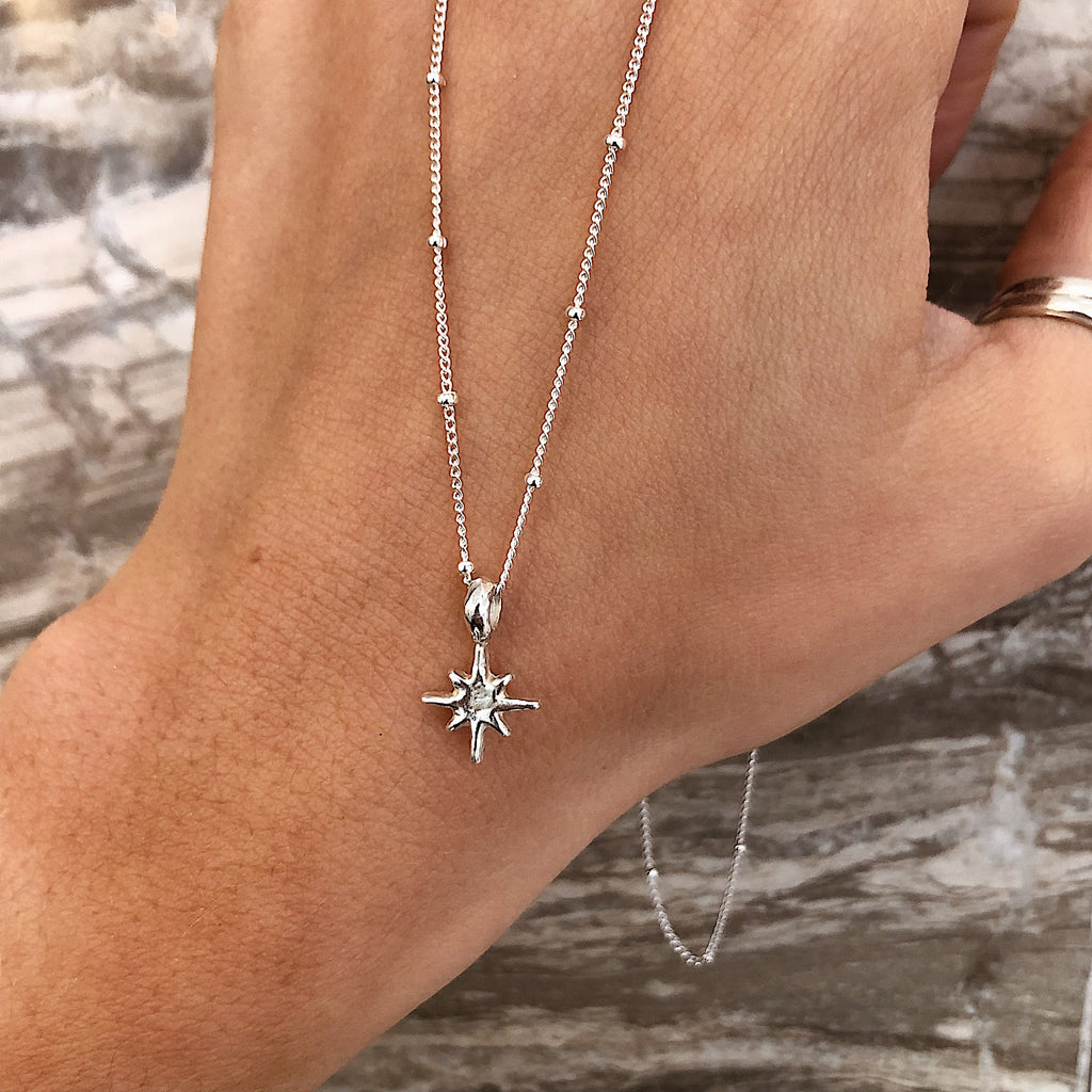 North Star Satellite Necklace in Recycled Silver