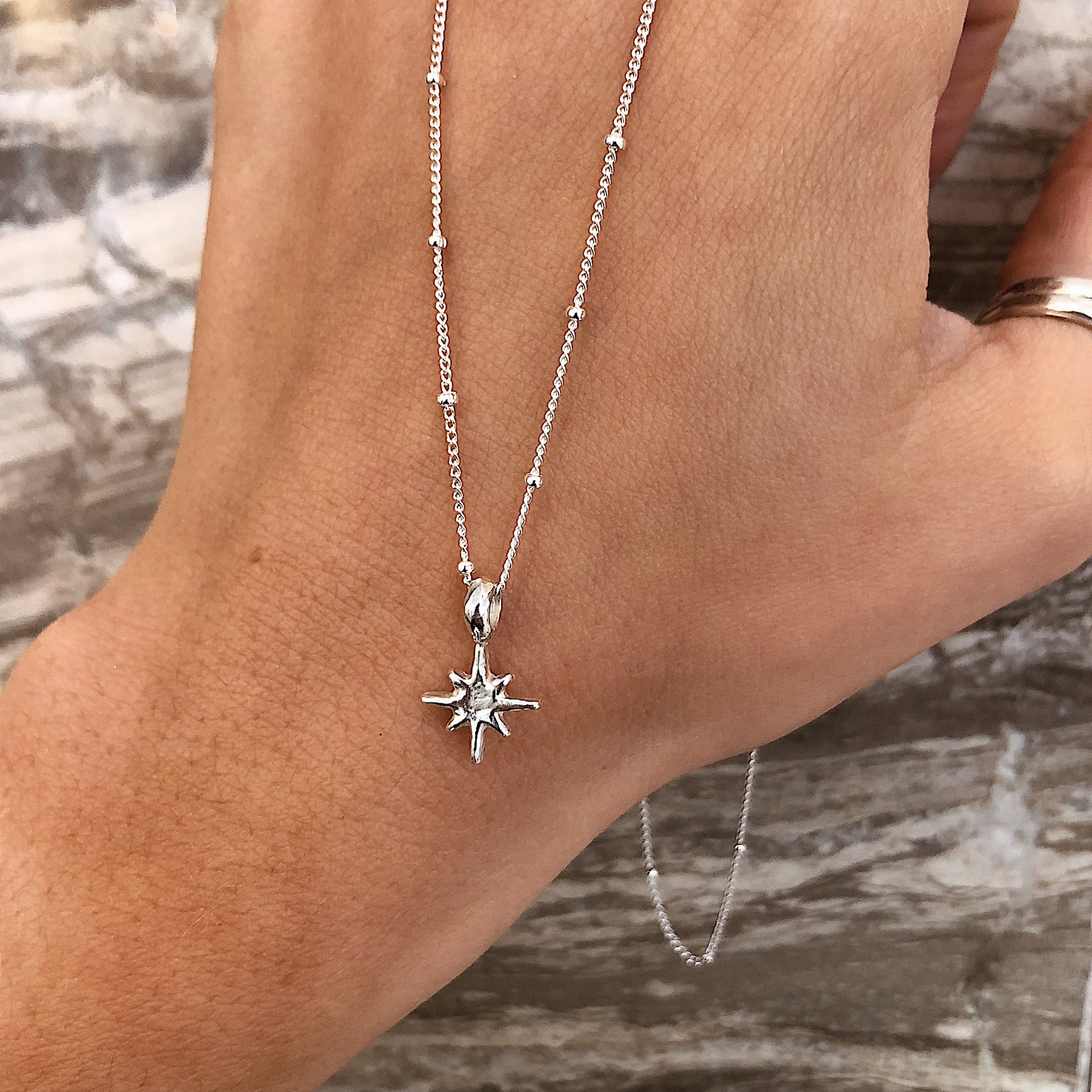 North Star Satellite Necklace in Recycled Silver