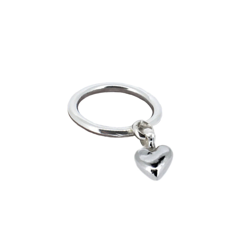 Sweet Heart Dangle Ring in Sterling Silver