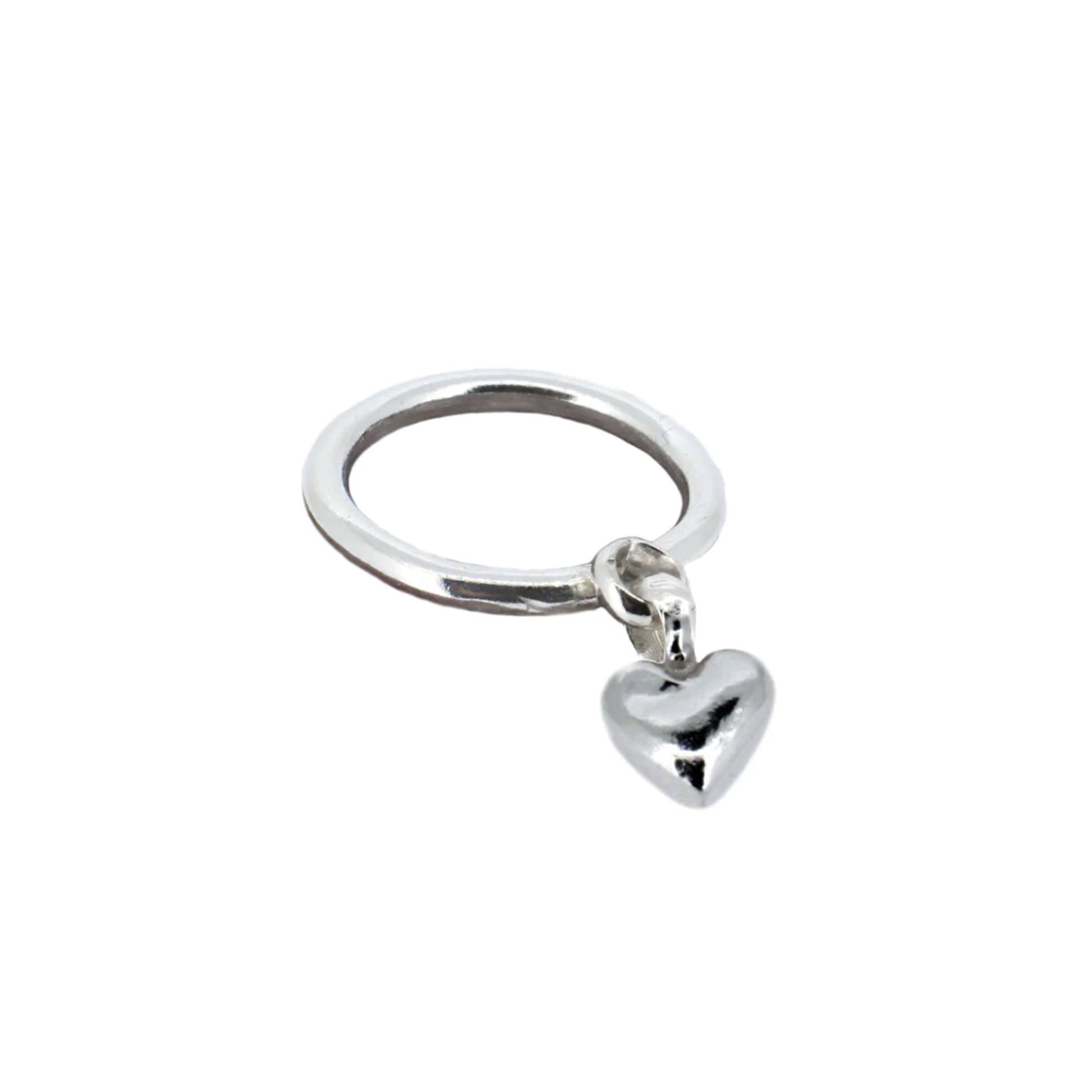 Sweet Heart Dangle Ring in Sterling Silver