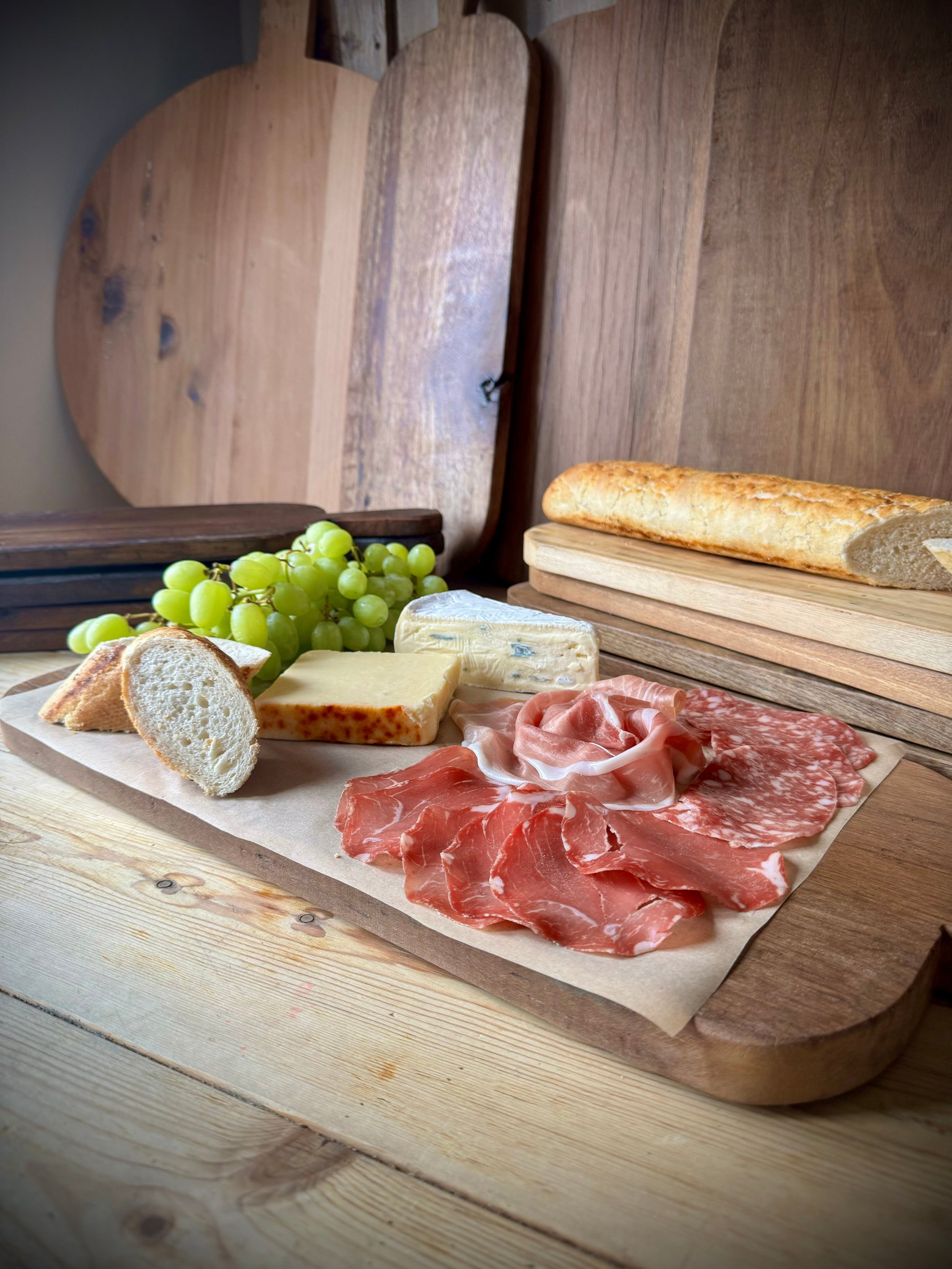 Rustic Wooden Cheese Board and Charcuterie Platter
