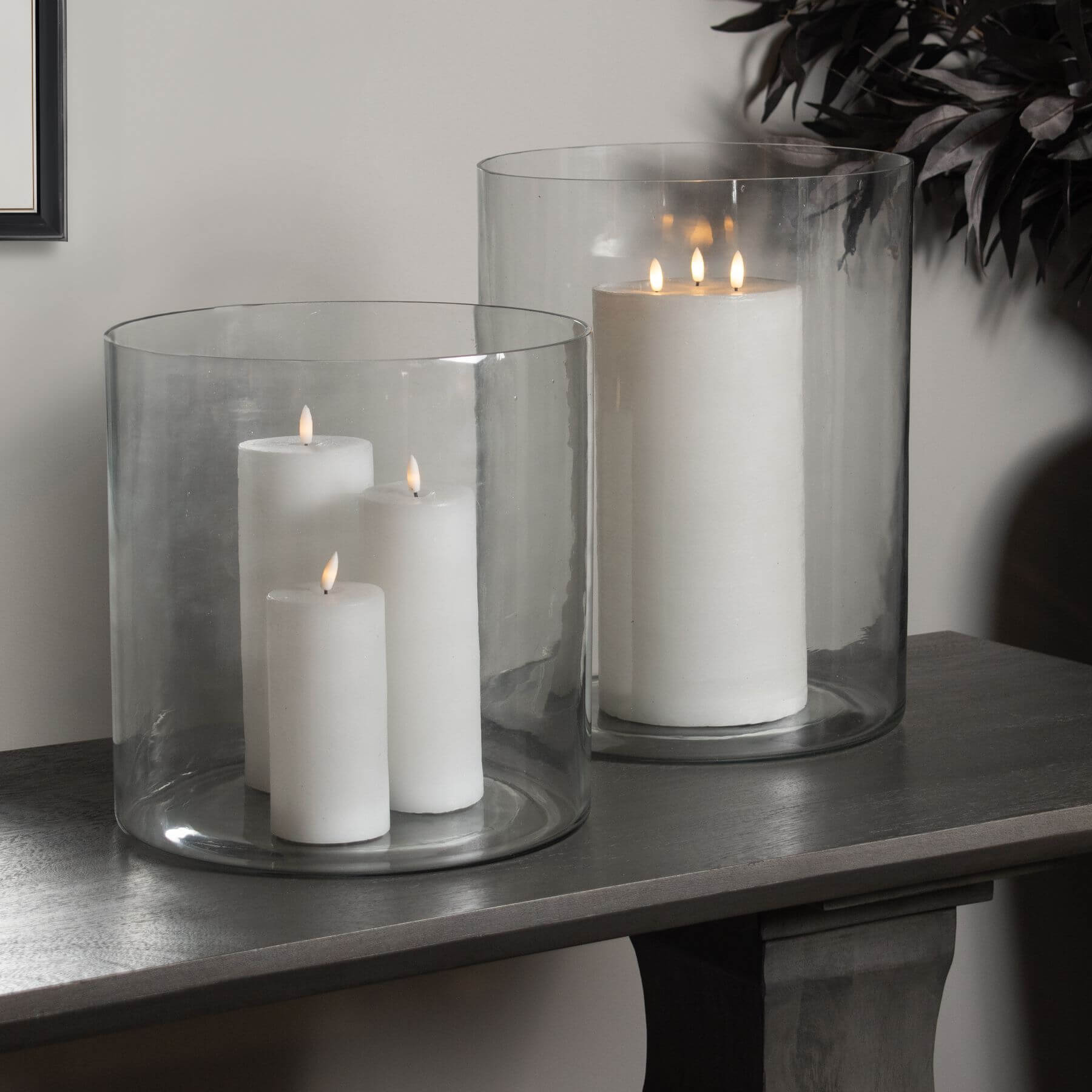 Clear glass cylinder vase, 40cm tall, for floral arrangements or candle displays, modern minimalist home decor by RoomLondon at brixbailey.com