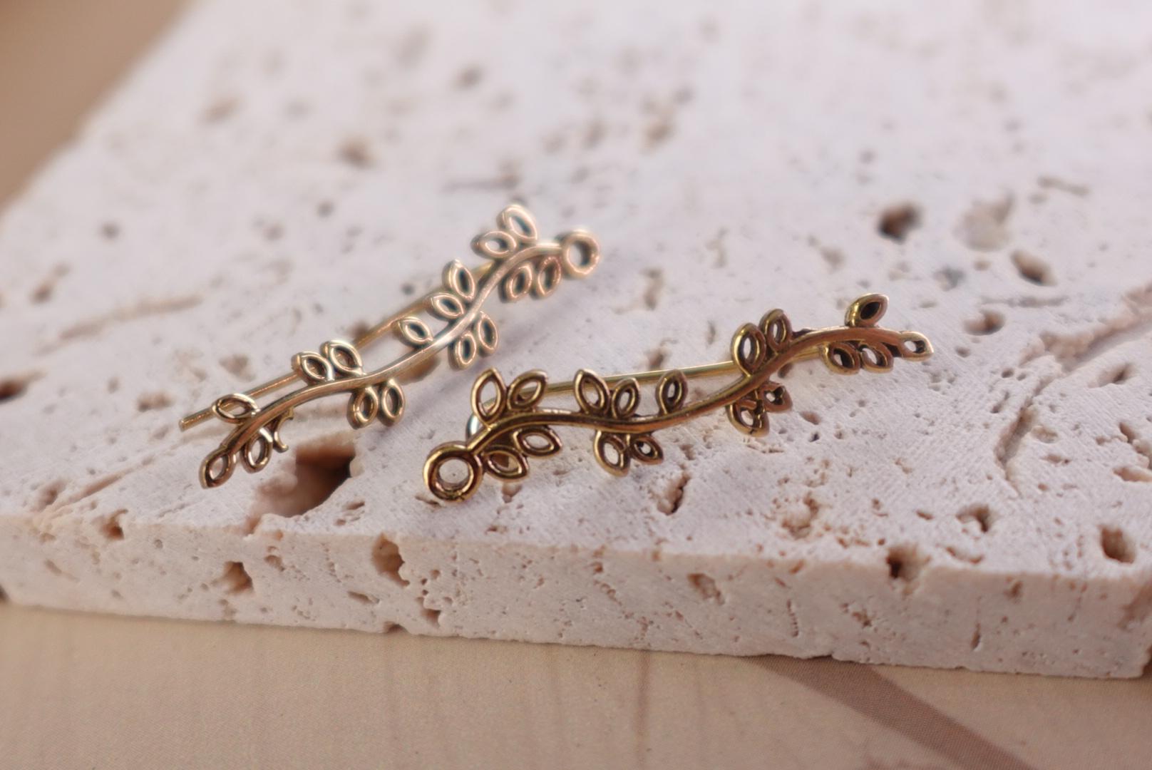 Celestial Garden Brass Ear Climbers Set of Three